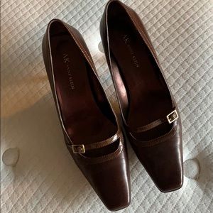 Brown leather dress shoes